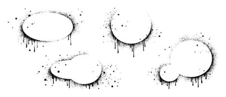 Spray painted frames for text circle in black over white. stencils border. isolated on white background vector