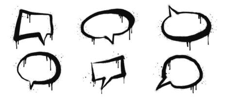 Set of Spray painted graffiti Speech bubble in black over white. bubble drip symbol. isolated on white background vector
