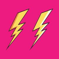 Thunder set retro on green and red backgorund vector