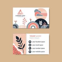 Hand drawn flat abstract shape horizontal business card template vector