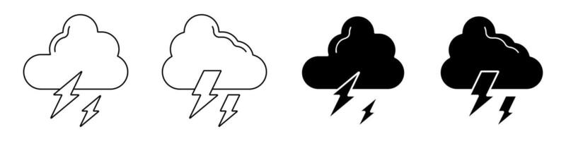 collection of storm icons, cloud and lightning symbols. modern design isolated on white background vector