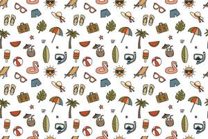 Seamless pattern summer colorful beach items vector