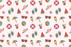 a seamless pattern with beach items vector