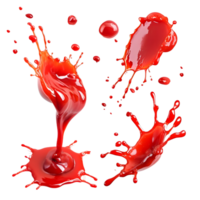 red drops and splashes of ketchup or sauce isolatedd png