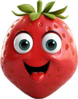 strawberry with a face as a 3D model png