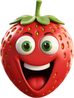 strawberry with a face as a 3D model png
