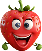strawberry with a face as a 3D model png