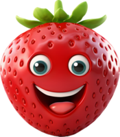 strawberry with a face as a 3D model png