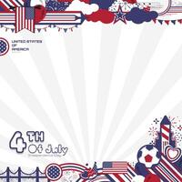 Celebration of the national holiday of independence United States of America, post social media template vector
