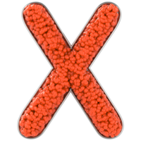 Letter X. Font made from balls. 3D Rendering png