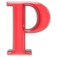 Font P Red 3D Render png