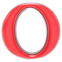Font O Red 3D Render png