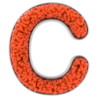 Letter C. Font made from balls. 3D Rendering png