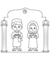 Eid mubarak coloring pages vector