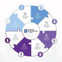 Blue tone circle infographic with 8 steps, process or options. vector
