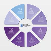 Blue tone circle infographic with 8 steps, process or options. vector