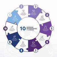 Blue tone circle infographic with 10 steps, process or options. vector