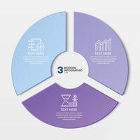 Blue tone circle infographic with 3 steps, process or options. vector