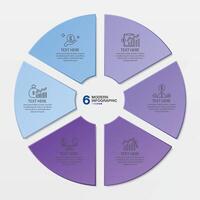 Blue tone circle infographic with 6 steps, process or options. vector