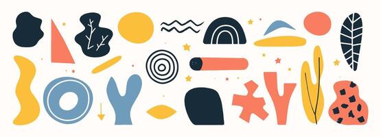 Set of abstract organic shape. hand drawn doodle art. blob vector