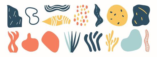 Set of abstract organic shape. hand drawn doodle art. blob vector