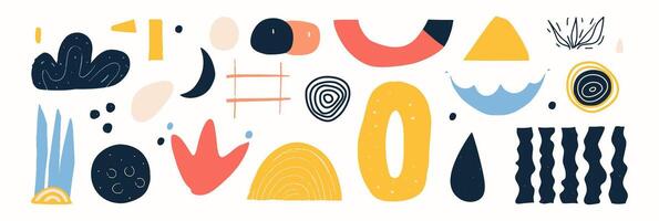 Set of abstract organic shape. hand drawn doodle art. blob vector