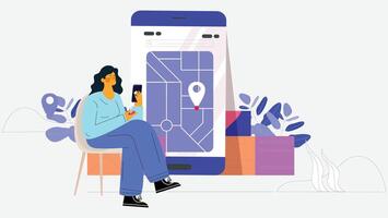 mobile app order tracking on location illustration vector