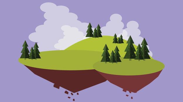 naturaleza arboles y colinas antecedentes ilustración vector