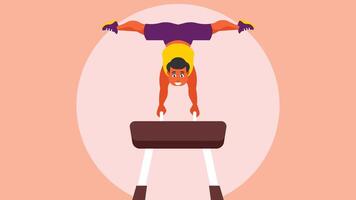 gymnastic athlete exercises on poses vector