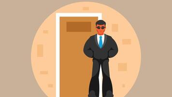 security Guard securing rooms vector