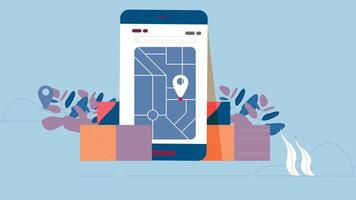 mobile app order tracking on location illustration vector
