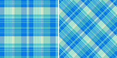 Textile texture pattern of seamless check with a plaid background tartan fabric. Set in sky colors for seasonal holiday decorations. vector