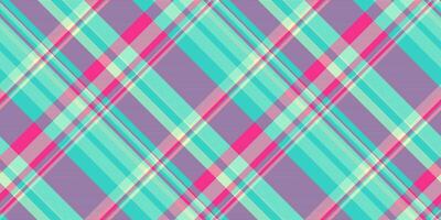 Business pattern tartan, summer fabric textile seamless. Long plaid check background texture in teal and pink colors. vector