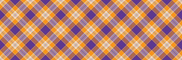 Give textile seamless, silky fabric pattern background. Handkerchief tartan check plaid texture in bright and violet colors. vector