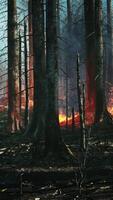 Forest fire with Burned trees after wildfire video