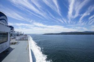 Ferry Deck View on the Magdalen Islands With Cirrus Clouds photo