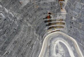 Aerial View of an Open-Pit Mine With a Winding Road in Abitibi-Temiscamingue, Quebec, Canada photo