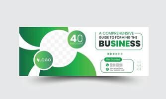 Modern digital marketing social media cover web banner template header or cover photo design expert in green color vector