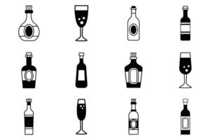 flat icon of alcohol drinks set on background vector