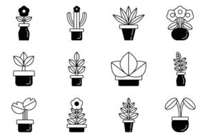 flat icon of plants and trees set on background vector