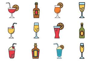 flat icon of beverage and drinks set on background vector