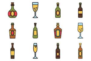 flat icon of alcohol drinks set on background vector