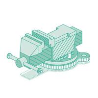 Isometric vise. Work tool. Outline object isolated on white background. vector