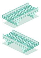 Isometric outline railroad bridge. Urban infrastructure. Empty railway bridge. vector