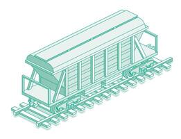 Isometric hopper car. Object isolated on white background. Railway. Freight wagon for mass transit cement, grain and other bulk cargo or commodities. Wagon on rails. vector