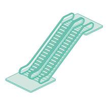 Modern isometric escalator. Outline object isolated on white background. vector