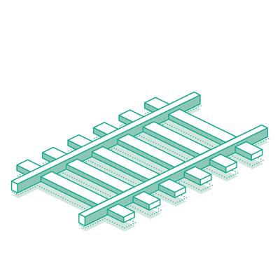 Railway track. Isometric object isolated on white background. Railway icon for web design.