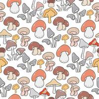 Autumn seamless pattern with different edible and poisonous mushrooms vector