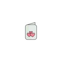 Greeting love card cute icon illustration on white background. vector