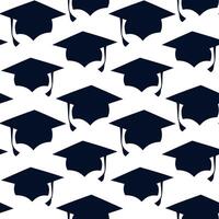 black cap graduation seamless pattern vector